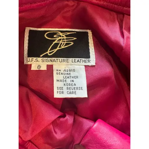 Vintage Rare Leather Fuchsia Pink High Rise Pleated Straight Leg Pants XS