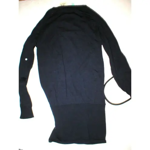 NWT New Womens Designer Acne Blouse Top XS Jersey Navy Blue Belt LS Dark Cotton