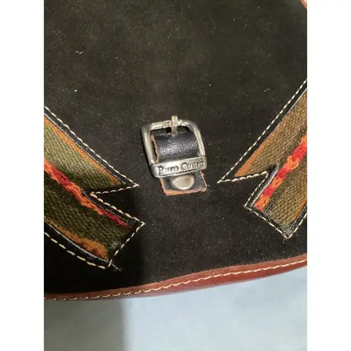 Handcrafted Puro Cuero Leather Crossbody Bag Womens Medium Peruvian Art Purse Tan