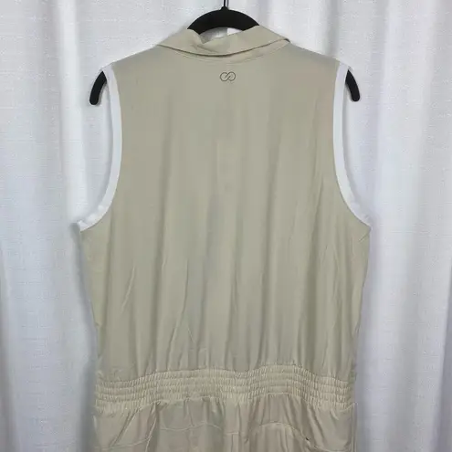 Calia Beige Light Sand Sleeveless Zip Mock Neck Golf Mini Dress Sz.XL NWT Tan