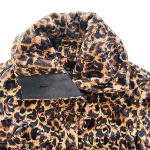 Etcetera Ladies Leopard Short Jacket Size Small Retro Brown Black Faux Fur