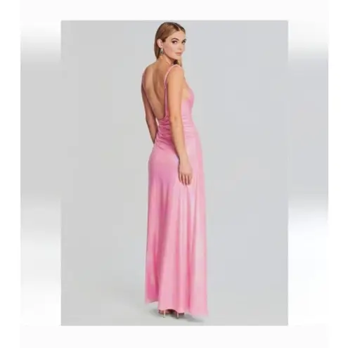 Retrofête Retrofete Yesi Dress Flamingo Pink Size XXS NWT Metallic Maxi Spaghetti Straps