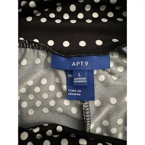 Apt. 9  Skirt Large Black White Polka Dot Polyester Spandex Midi Handkerchief Hem