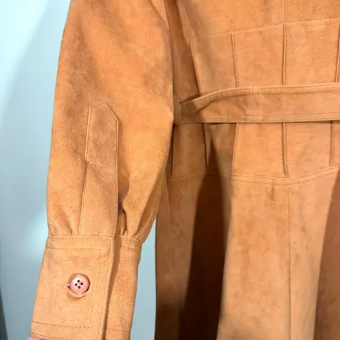 Vintage Samuel Robert Terracotta Orange Peach Suede Long Belted Coat