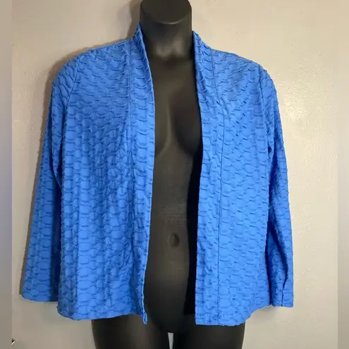 kim rogers  blue stretch textured cardigan