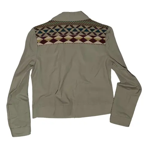 Natural Reflections khaki moto jacket southwestern aztec blanket woman’s size s