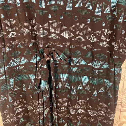 Veronica M Geometric Print Tie Waist Dress Size M Made in USA Boho Stretch NWT