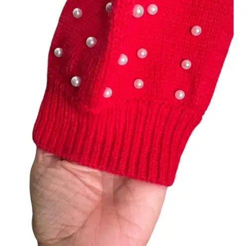 Blooming Jelly Red Lantern Sleeve Oversized Pullover Sweater w/Pearls Size Large