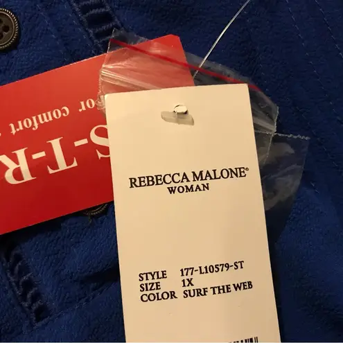 Rebecca Malone blue short sleeve blouse top women’s plus size 1X