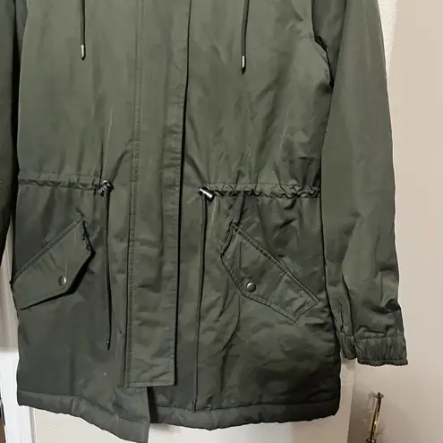 Banana Republic  Womens S Olive Green Military Utility Jacket Hooded Parka Coat