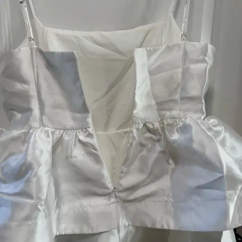 Lulus Bubbly Charm NWT size Medium White Taffeta Tiered Ruffled Mini Dress