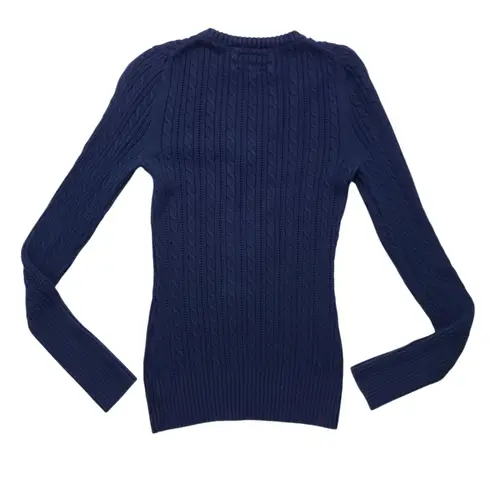 Vtg American Eagle Sweater Womens L Blue V Neck Cable Knit Fitted Bella Swan Y2K Size L