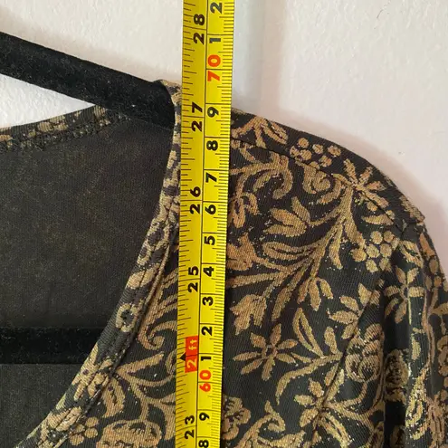 Peruvian Connection Black Brown Floral Long Sleeve Shirt Women's size Small - Image 7