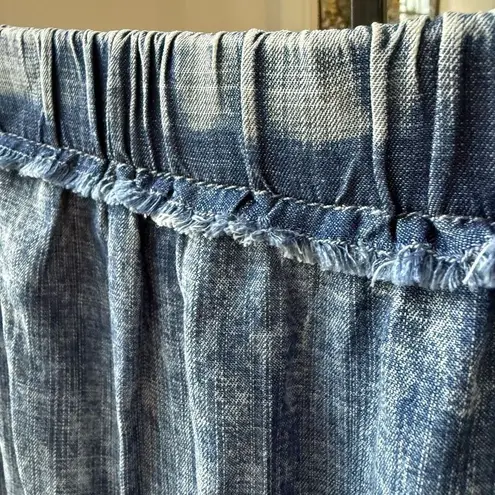 NWOT Bluivy Blue Comfy Acid Washed Tube Denim Chambray Jumpsuit L Size L