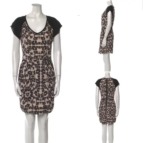 Rebecca Taylor Silk LEOPARD BLOCK Mini Dress color black & cream Size US4 new