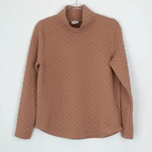 J.Crew ‎ Womens Quilted Mock neck Pullover Top Size S Tan Long Sleeve Capsule
