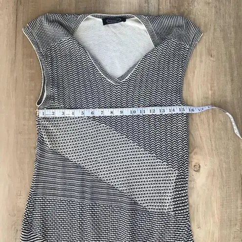 Magaschoni Womens Cotton Polyester White Blac Sleeveless Sheath Dress Size M