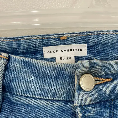 Good American  Indigo Slit Knees High Rise Slim Straight Leg Jeans GCKSL67T SZ 29