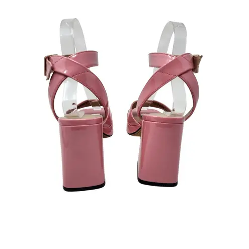 Indigo rd. Faux Leather Block Heels Open Toe Pump Heels Baby Pink Size 7 M