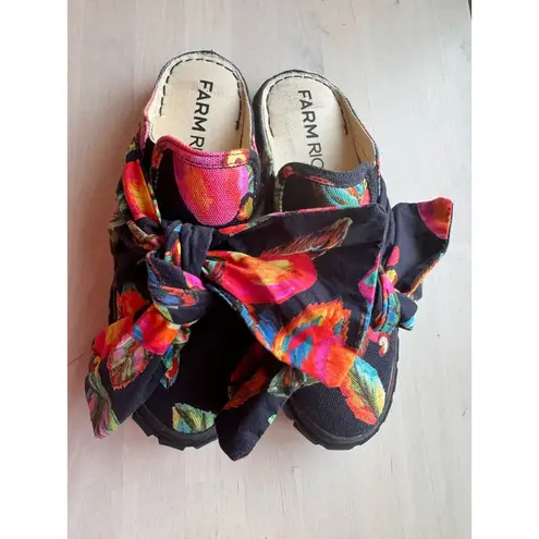 Farm Rio CASHEW PLATFORM MULE IN CASHEW BLACK size 7.5