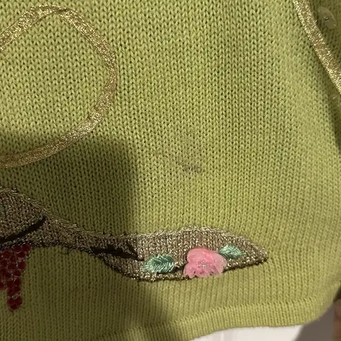 Susan Bristol RARE Vintage Hand Embroidered Shoes Heels Sweater Cardigan Size L