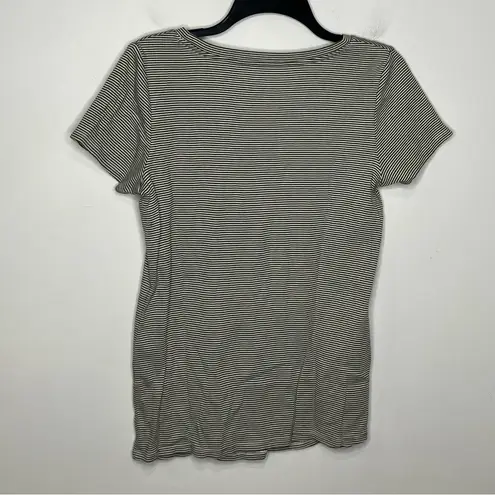 J. Jill striped scoop neck Pima tee 100% Pima cotton gray white womens small