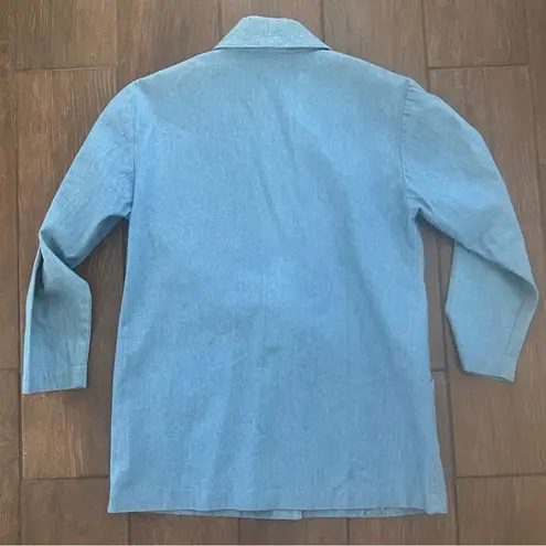 Vintage 90s City Girl Denim Southwest and Gold Blazer with Glitter Sz 6? Petite Blue