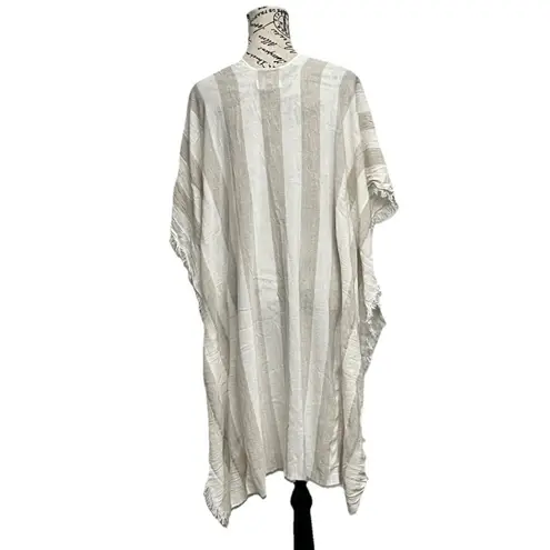 Zighilli striped shawl Wrap Made in Italy One Size Beach Boho Peasent Casual O/S Tan