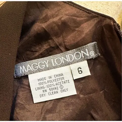 Maggy London Women's Floral V-Neck Sleeveless Zip Mini Dress Brown Size 6