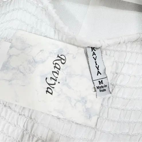 Raviya Crochet Bodice Top Tiered Boho Midi Dress Cover Up White Multi Medium