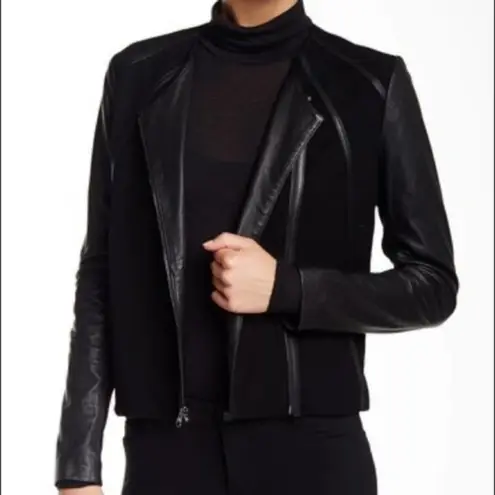 Vince Leather Moto Jacket M | Mixed Media Magic | Soft Power