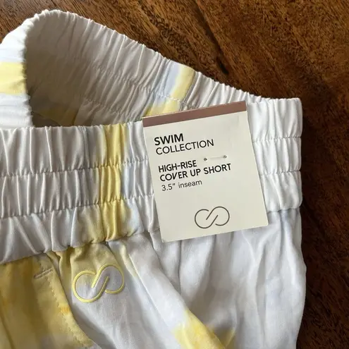 Calia Swim Collection Cover Up Shorts Women XXS White Yellow Tie Dye High