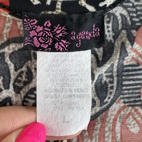 Vintage Y2K 2000’s Agenda Large L Top Beaded Tank Woodland Forrest Goblincore