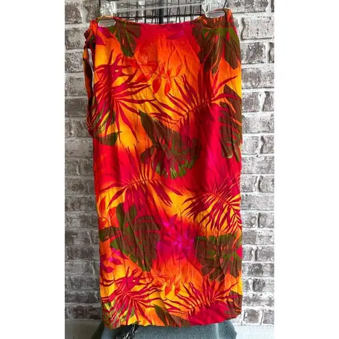VTG John Roberts Faux Wrap Skirt Size 10 Maxi Tropical Zip Ties Swimsuit…