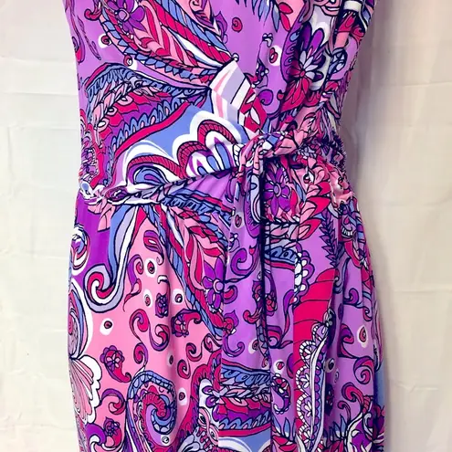 Karin Stevens Paisley Print Dress With Belt Size 10