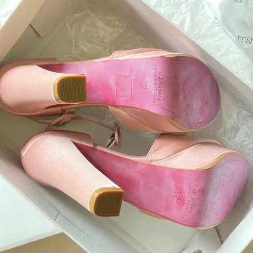 NEW Cuple women's size 38 EU gem embellished chunky heel sandals NWD missing gem Pink