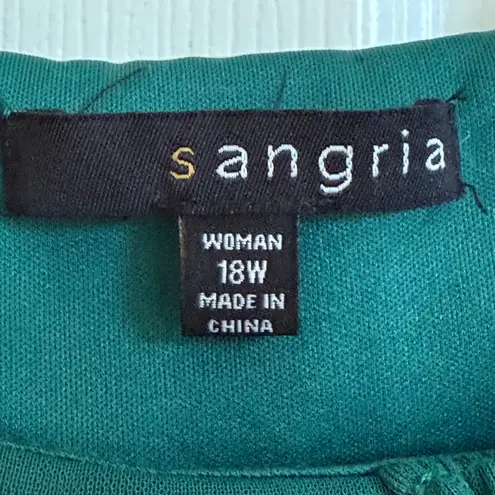 Sangria Green Evening Gown 18W Beaded Shoulders Plus Size Formal Dress