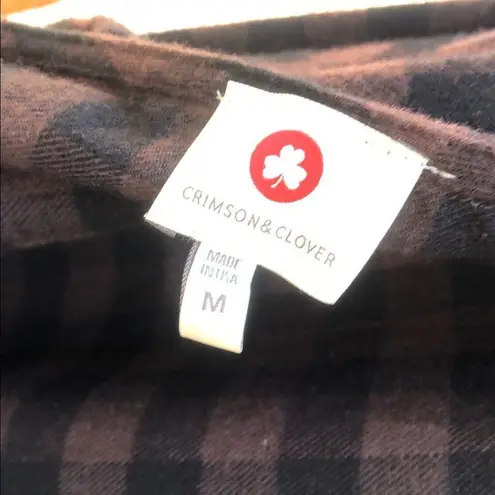 Crimson & Clover Brown Plaid Tunic Top Cutout Back