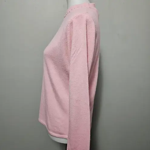 Studio Works Vintage Pink 90s Beaded Bow Sweater Size Small