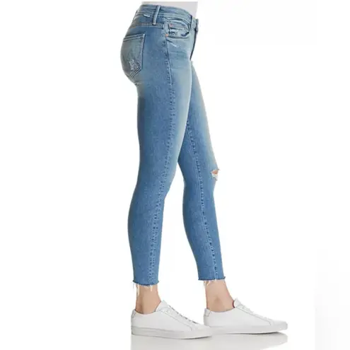 MOTHER Looker Ankle Fray Skinny Jeans in Love Gun Blue Size 25