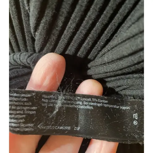 Eileen Fisher  Womens L Black Ribbed Tencel Stretch Knit Dress Minimalist Office