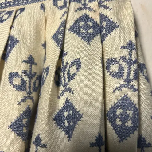 Oscar de la Renta vintage heavy Linen embroidered full skirt 8 60s 70s Rare