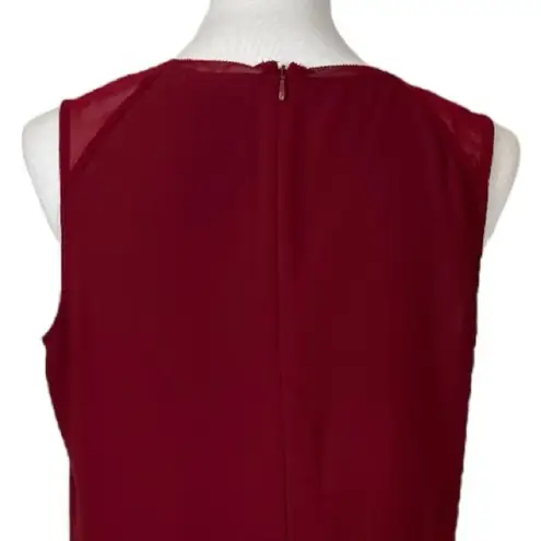 Soft Surroundings Top Sleeveless Pleated Neck Dark Red Women’s Size Medium
