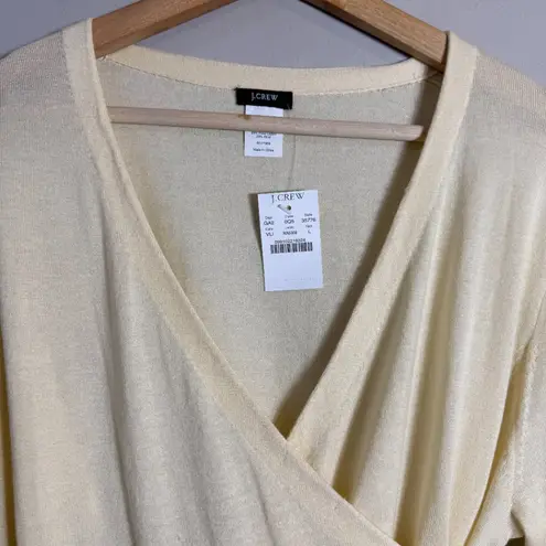 J.Crew  Wrap Cardigan Sweater Women's Large Butter Yellow Preppy Minimalist NWT