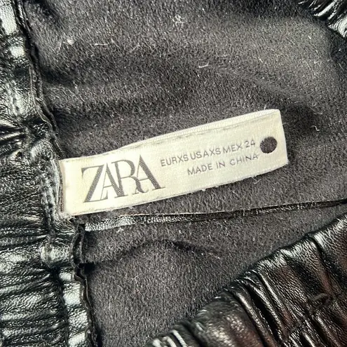 ZARA  Black Faux Leather High Rise Skinny Cargo Pants