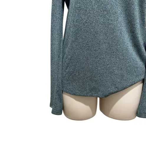 Design Lab Lord & Taylor Cold Shoulder Mock Neck Top Green Women’s Size Medium Black