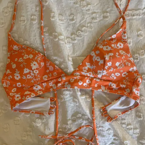 Forever 21 Orange Floral Bikini Top