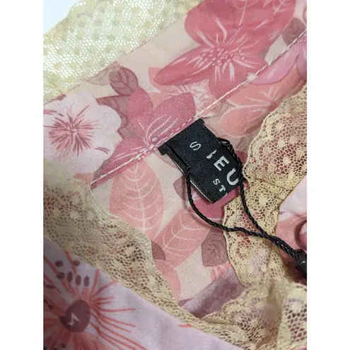 Beulah Pink Lace Ruffle Mini Dress Puff Sleeve Coquette Kawaii Womens Small