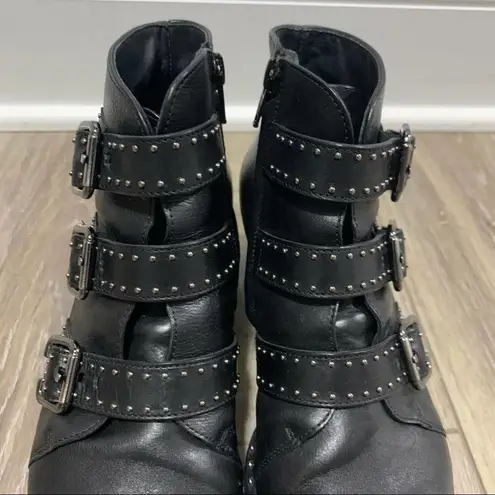 Paul Green  black studded leather moto boots size 7