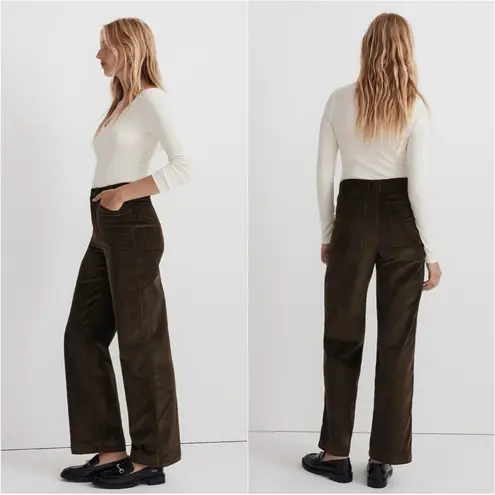 Madewell Pants Petite Emmett 2.0 Wide-Leg in Corduroy Green 27P NWT New